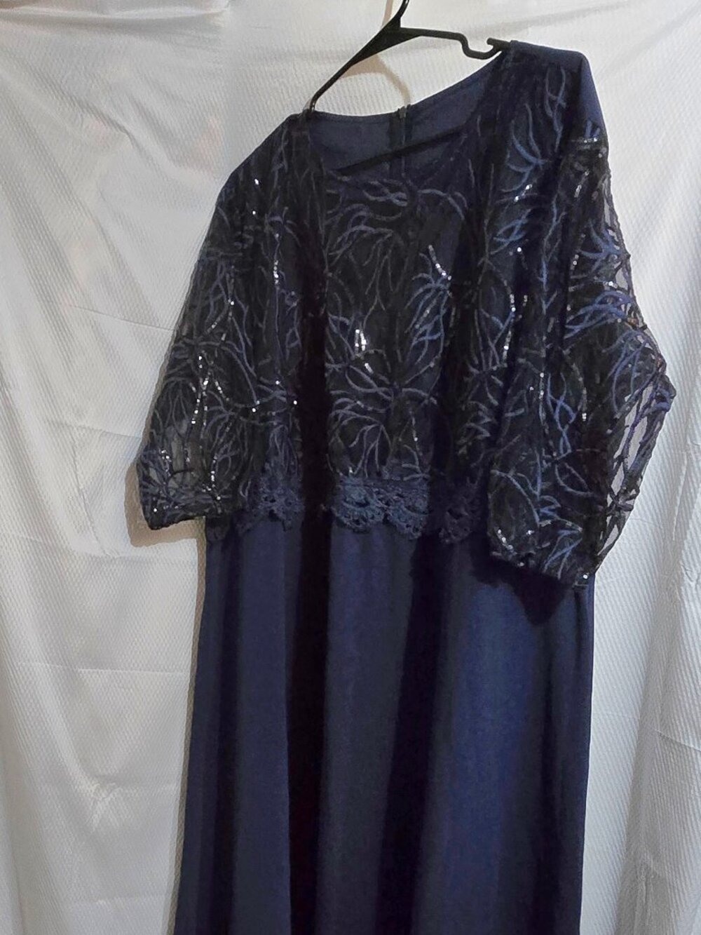 SHEIN Navy Blue Sequin Lace Maxi Dress 4XL Evening Gown